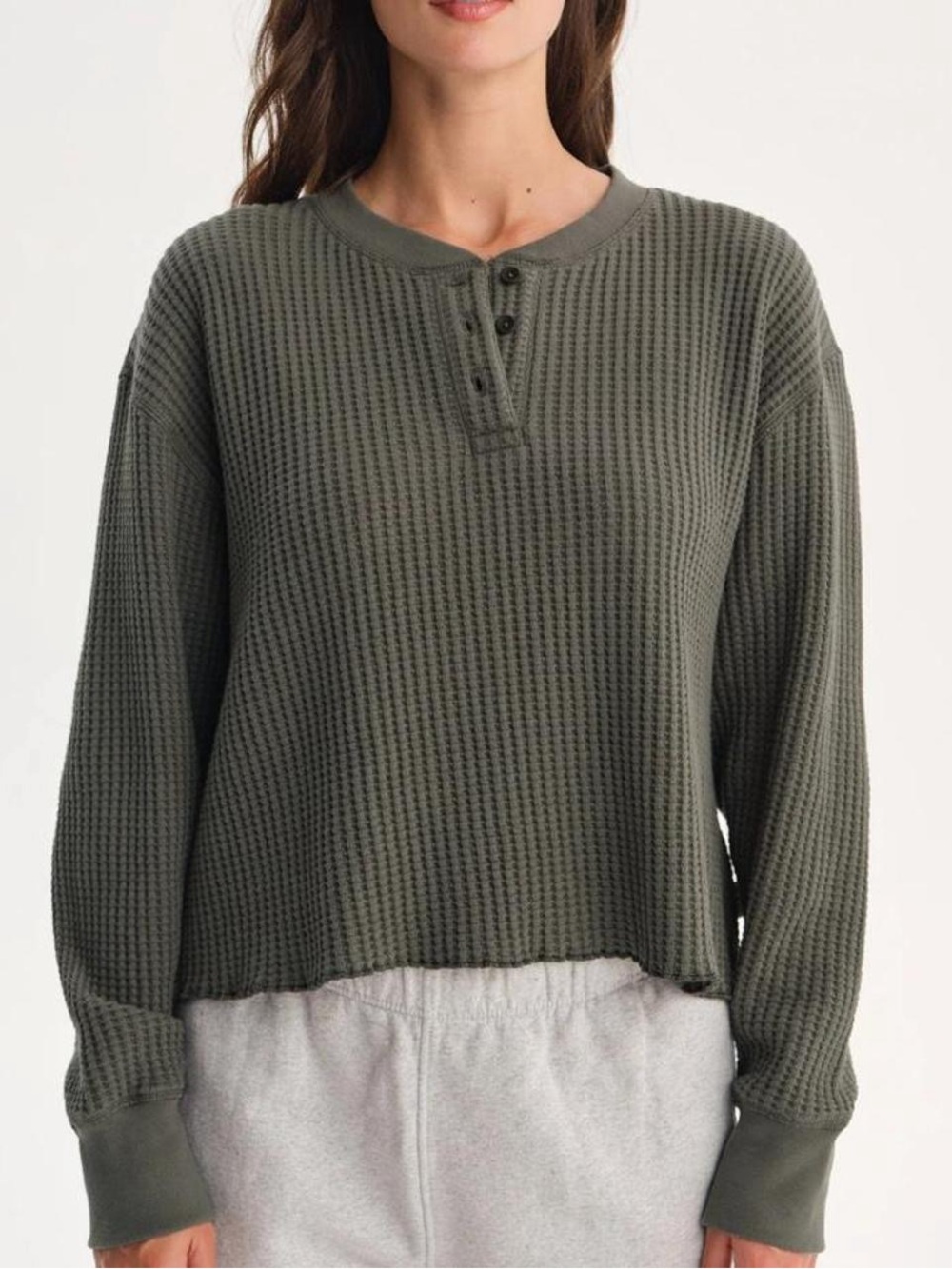 Mate the label Organic Waffle Cropped Henley - Picture 2 of 8